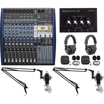 2-Person Podcasting Kit With StudioLive AR12c Mixer