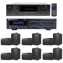 6-Zone Receiver with (6) Pairs of Black 4" Indoor/Outdoor Speakers, Commercial Package