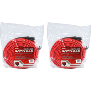 2 Rockville RCXFM100P-R Red 100' Female to Male REAN XLR Mic Cable 100% Copper