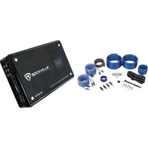 Rockville ATOM 8B 8-Channel 3500w Weather Proof Bluetooth Car Amplifier+Amp Kit