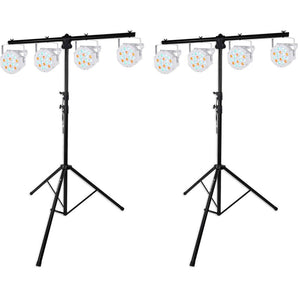 (2) Rockville RVLS1 Tripod Lighting Stands w/Side Bars+(8) Par Can Wash Lights