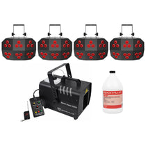 (4) Wash FX 2 RGB+UV Effect Wash Lights + Haze Machine + Fluid