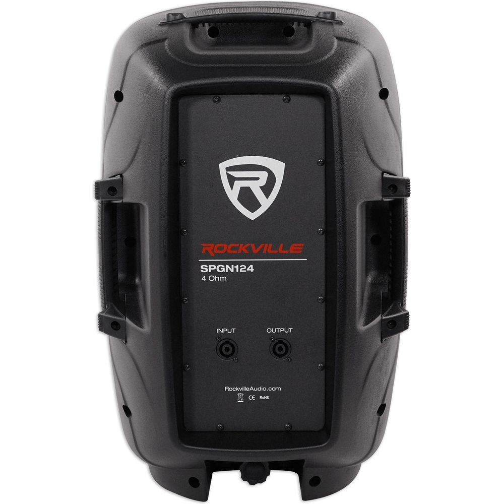 (2) SPGN124 12" Passive 1200W DJ PA Speakers+Stands w/LEDs+Remote+Cables
