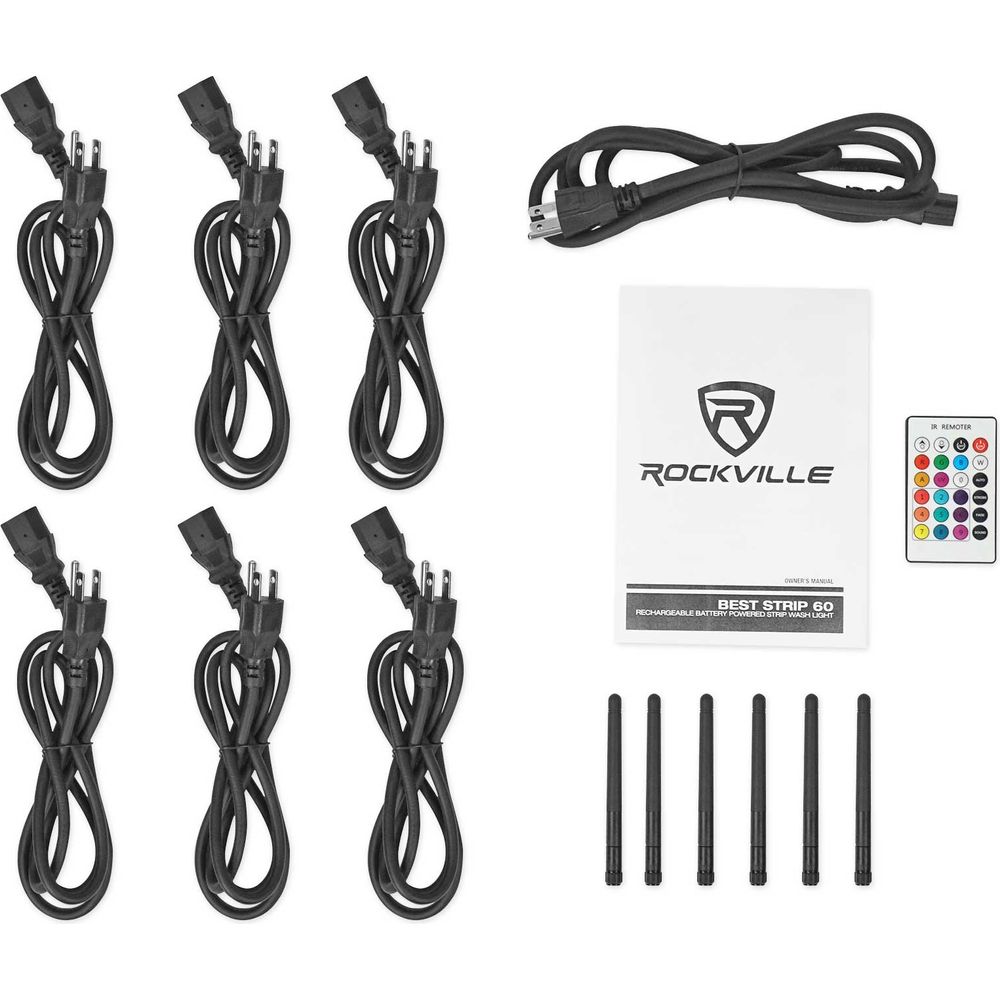 6 Rockville BEST PAR+BEST STRIP+ROCKWEDGE Wireless DMX Battery Lights+Controller