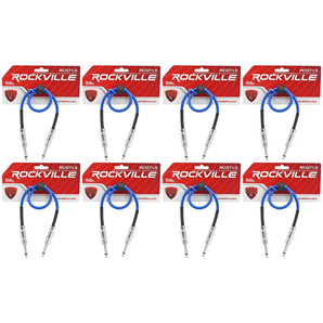 8 Rockville RCGT1.5BL 1.5'  1/4" TS to 1/4'' TS Guitar/Instrument Cable