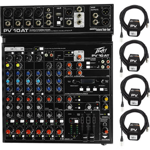 Peavey PV 10AT PV10AT Mixer,4 mic in,Bluetooth/USB,Compressor/FX+Cables+AutoTune