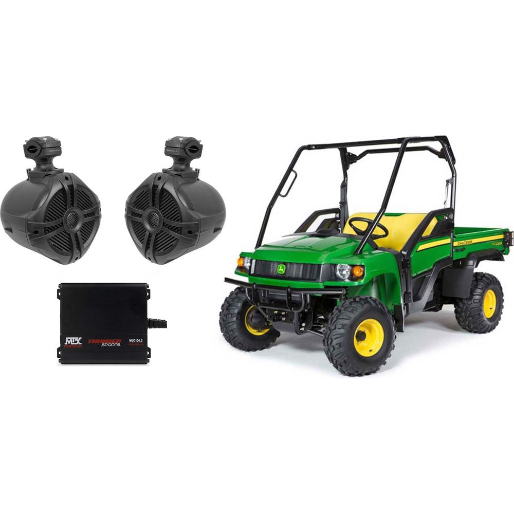 6.5" Rollbar Roll Cage Tower Speakers+MTX 2-Channel Amplifier For John Deere Gator
