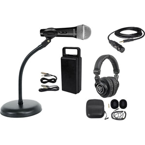 Rockville PC Podcasting Podcast Microphone+Weighted Gooseneck Stand+Headphones