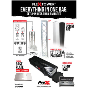 ProX XT-FTP328-656-C Flex Tower Totem Package Adjustable 3.28'-6.56' w/Road Case