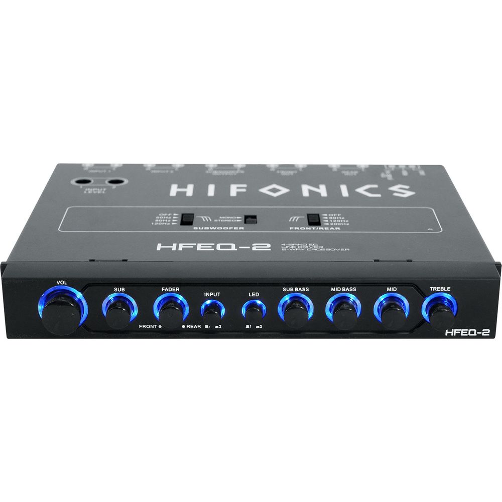 Hifonics HFEQ-2 1/2 Din 4-Band Equalizer w/ 9-Volt Line-Driver Signal ...