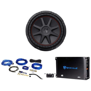 Kicker 43CVR124 COMPVR 800w 12" DVC Car Audio Subwoofer+Mono Amplifier+Amp Kit