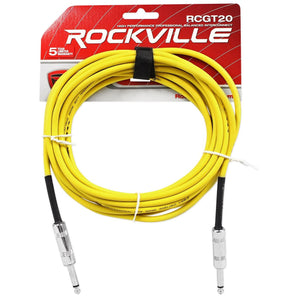 4 Rockville RCGT20Y 20'  1/4" TS to 1/4'' TS Guitar/Instrument Cable