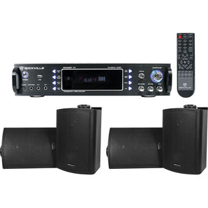 Rockville 1000w Home Theater Bluetooth Receiver+(4) Speakers w/Swivel Brackets