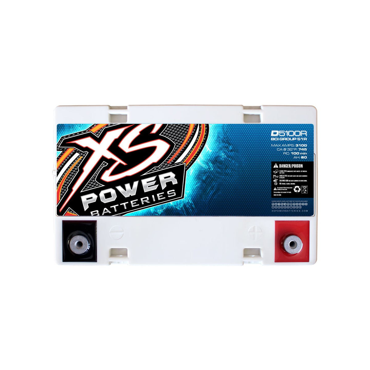 XS Power D5100R 3100 Amp AGM Power Cell Car Audio Battery + Power/Ground Wires