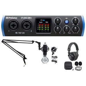 1-Person Podcast Podcasting Recording Kit w/Presonus STUDIO 24C Interface+Boom