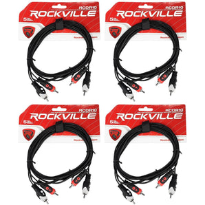 4 Rockville RCDR10B 10' Dual Mono RCA to RCA Patch Cable 100% Copper