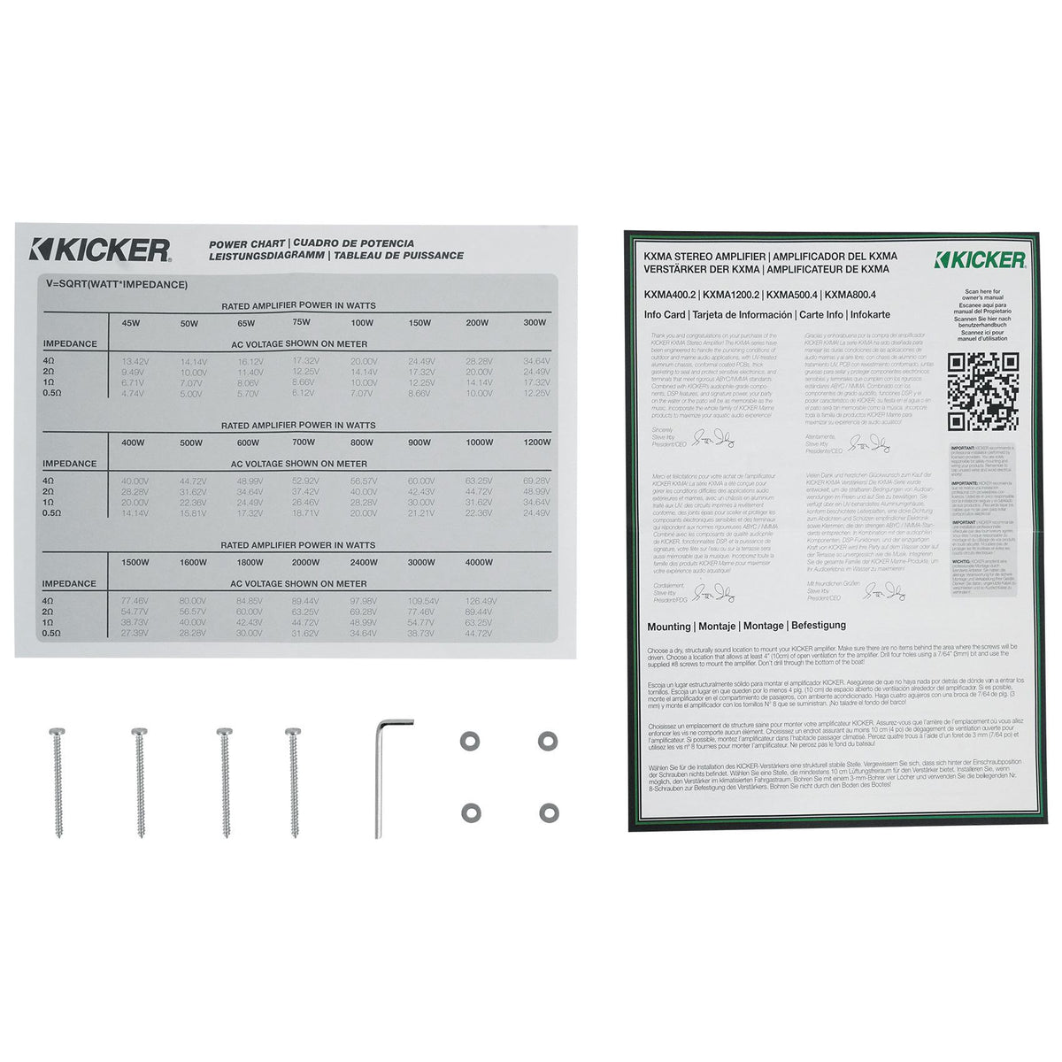 KICKER 48KXMA12002 1200w 2-Channel Marine Boat Amplifier Class D Amp KXMA1200.2