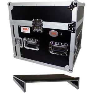 Pro X T-8MR 8U x 10U Space Slant DJ Combo Rack Flight Case +Sliding Laptop Shelf