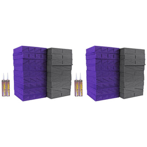 (2) Auralex Roominator D36 Kit - 36 Acoustic Panels (Purple) + 2 Pro Adhesives