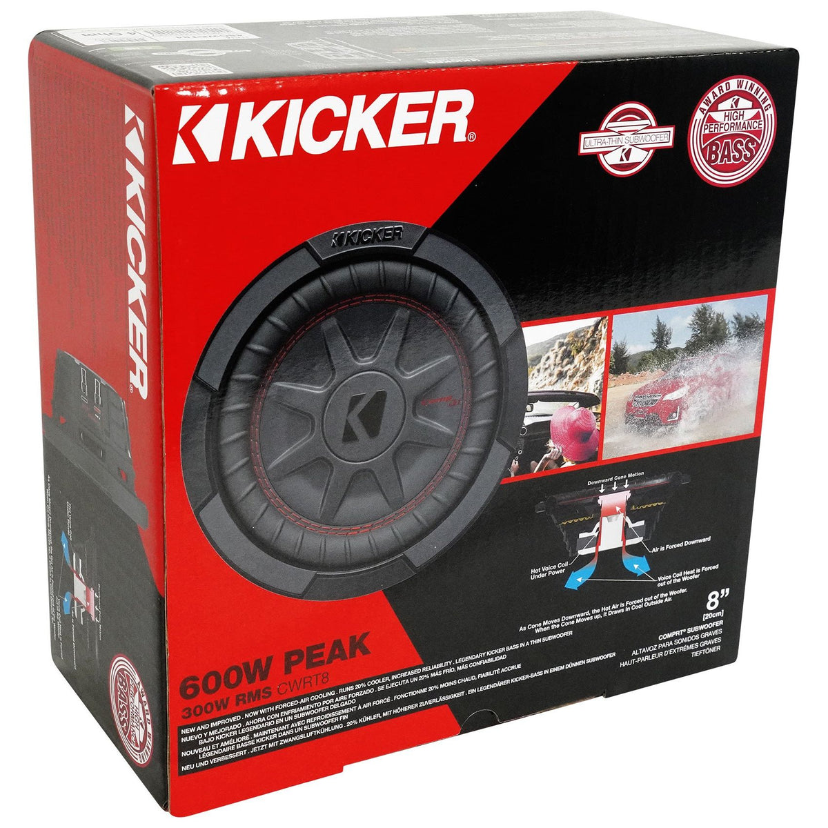 48CWRT84 CompRT8 600W Shallow Slim 8-Inch Subwoofers, DVC 4-Ohm (Pair)