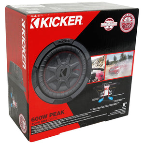 2) Kicker 48CWRT84 COMPRT8 1200W 8" Car Subwoofers+Kicker Mono Amplifier+Amp Kit