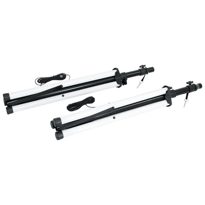 (2) PARTY STAND LED Speaker Stands with Lighting Crossbars & Scrims