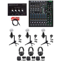 3-Person Podcast Recording Kit with ProFX10 v3 Mixer and Desk Stands