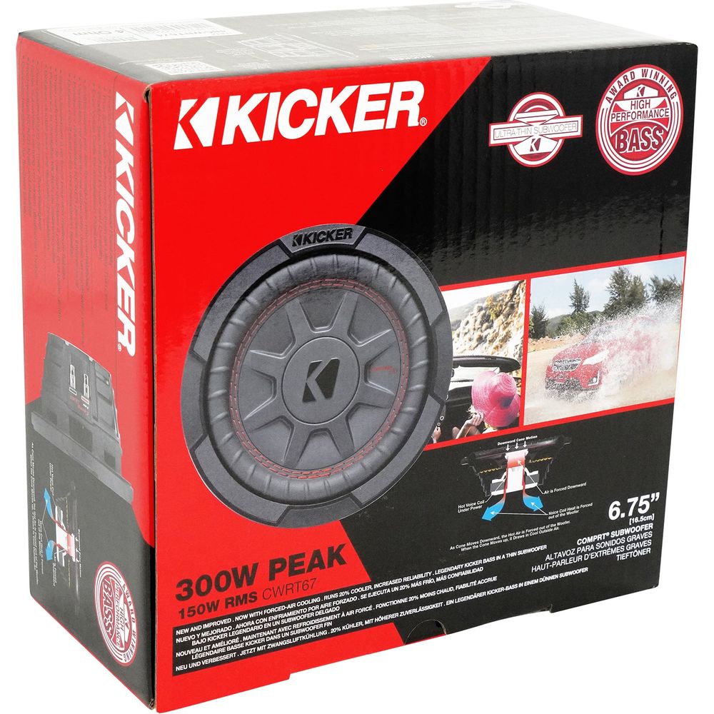 KICKER 48CWRT674 CompRT 300w Shallow 6.75" Subwoofer DVC 4-ohm Car Sub CompRT67