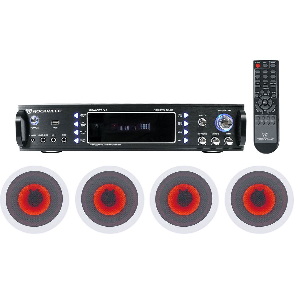 RPA60BT 4-Pack + HC65‑LED White In‑Ceiling Speakers Bundle