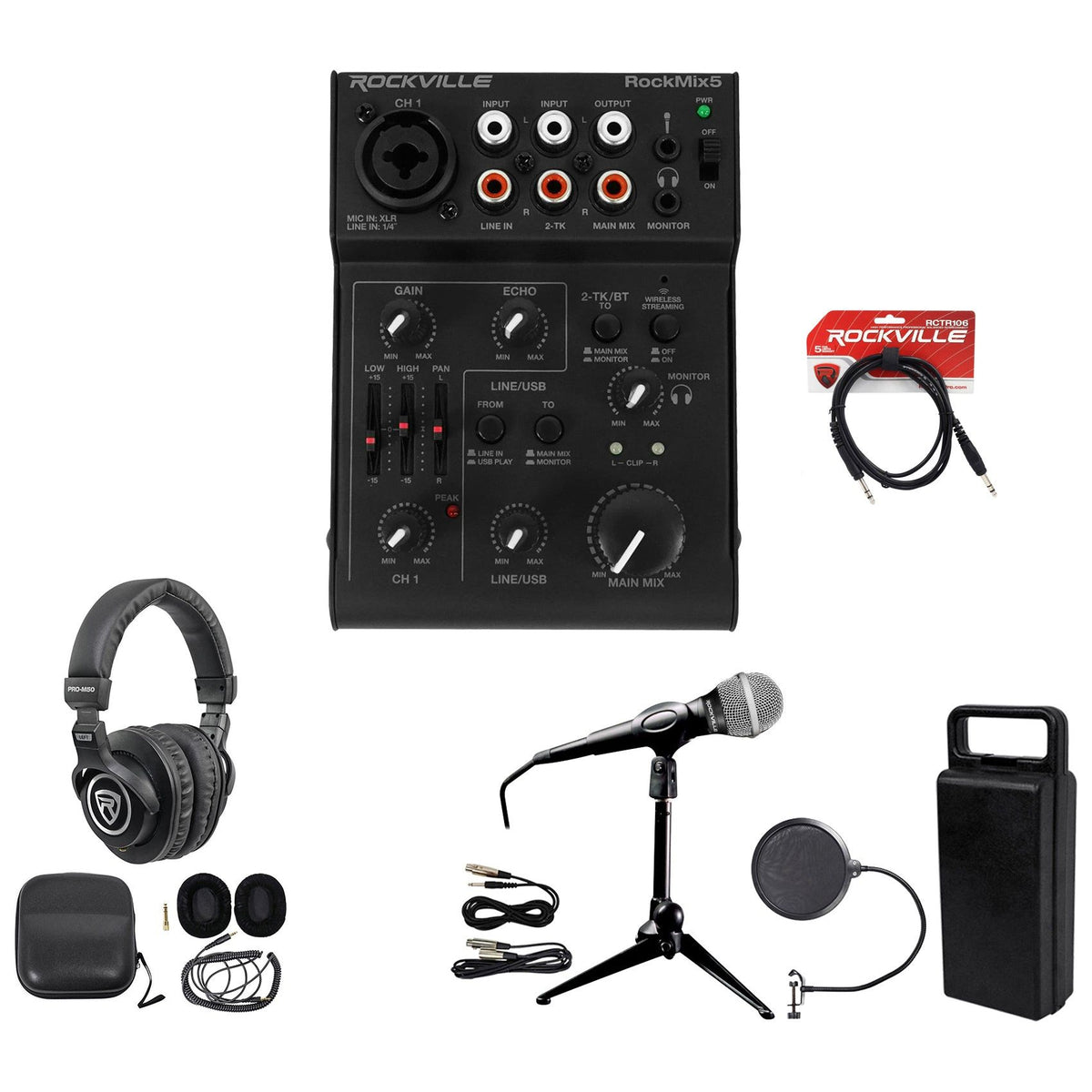 1-Person Gaming Twitch Live Stream Recording Kit Mic+tripod+Headphones