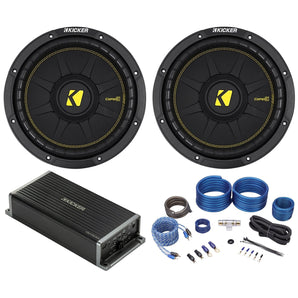 (2) KICKER 44CWCD104 CompC 10" 500w Subwoofers+Mono Smart Sub Amplifier CWCD104