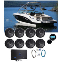 RSM65B 6.5" Slim 8-Pack + 8-Channel Amp + Marine Receiver Bundle