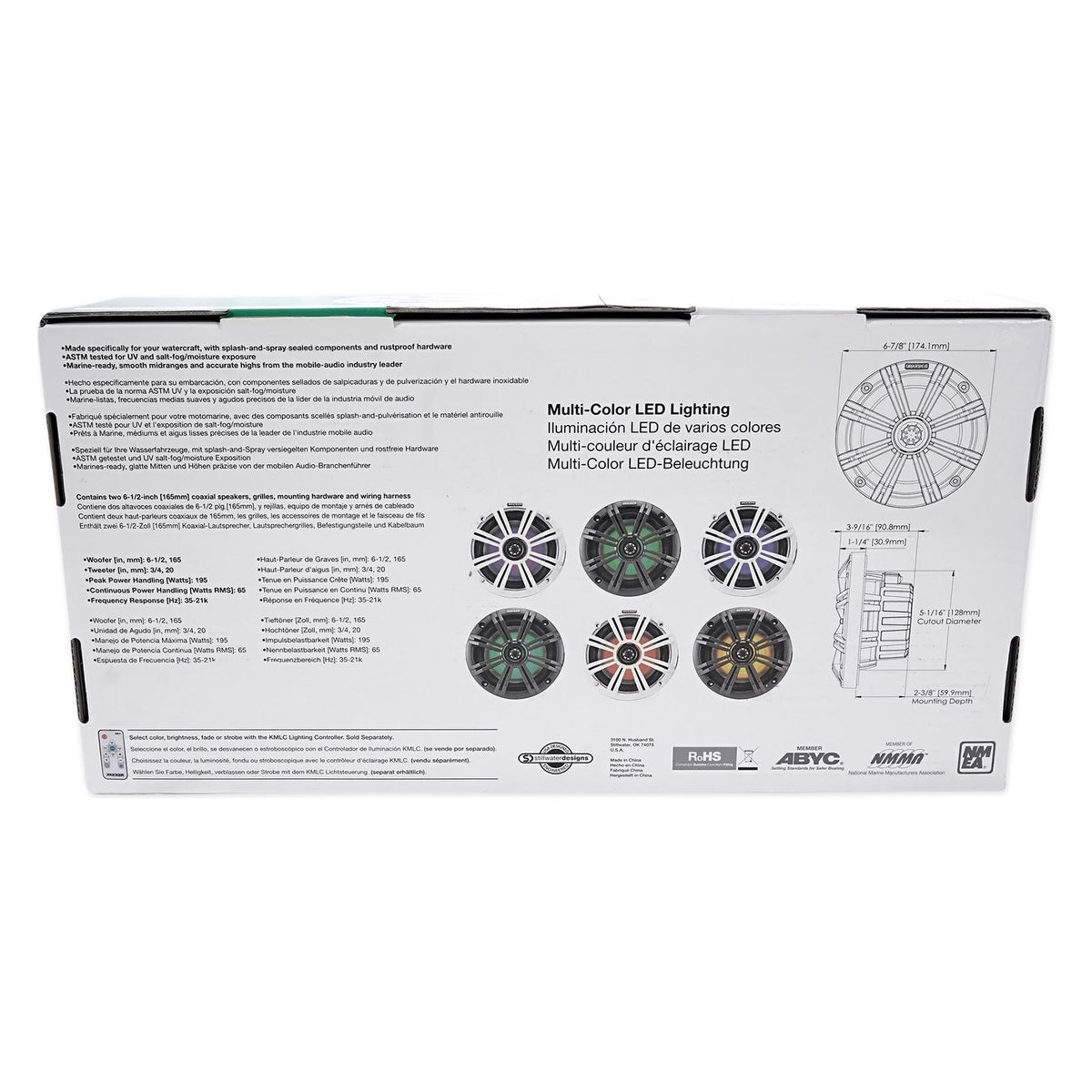 KM654L 6.5" Marine LED Speakers + White Wakeboard Tower Enclosures