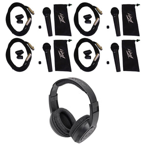 (4) Peavey PVI-100XLR Vocal Microphones+Cases+Mic Clips+Cables+Headphones