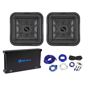 (2) KICKER 46L7T122 12" 1200w L7T Subwoofers Solo-Baric Subs+Amplifier+Amp Kit