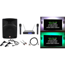 10" Powered Karaoke Machine/System w/LEDs+(2) Wireless Microphones