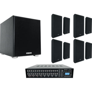 Rockville Multi Room Home Audio System w/ (8) 5.25" Slim Wall Speakers+Subwoofer