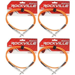 4 Rockville RCGT3.0O 3'  1/4" TS to 1/4'' TS Guitar/Instrument Cable