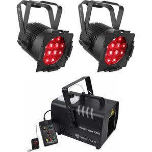 (2) Chauvet DJ Slimpar Pro QZ12 D-Fi USB RGBA Wash Lights+1000 CFM Haze Machine