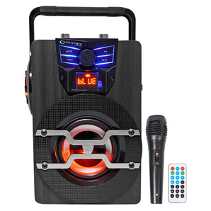 Technical Pro WASP420 Rechargeable Bluetooth Karaoke Machine System w/LED's+Mic