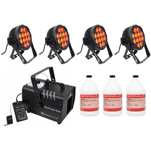 (4) Chauvet DJ SlimPar Pro H USB D-Fi RGBAW+UV LED Par Can Wash Lights+Hazer