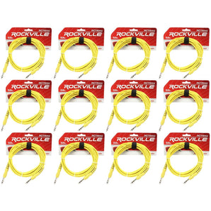 12 Rockville RCTR110Y Yellow 10' 1/4'' TRS to 1/4'' TRS  Cable 100% Copper