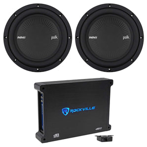 (2) Polk Audio MM842SVC 8” 1800 Watt Car Subwoofers Subs+Mono Amplifier+Amp Kit