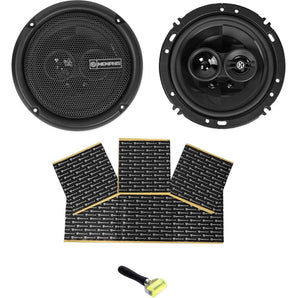 (2) Memphis Audio PRX603 6.5" 100 Watt 3-Way Car Speakers + RockMat Sound Kit