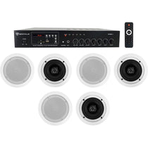 Home Audio Receiver+(6) 5.25" White Ceiling Speakers For Bedroom/Living Room