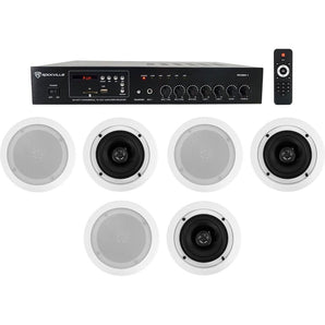 Home Audio Receiver+(6) 5.25" White Ceiling Speakers For Bedroom/Living Room