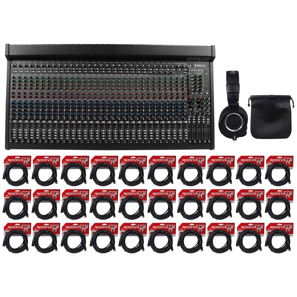 3204VLZ4 32-Channel FX Mixer, ATH-M50X Headphones & (30) XLR Cables