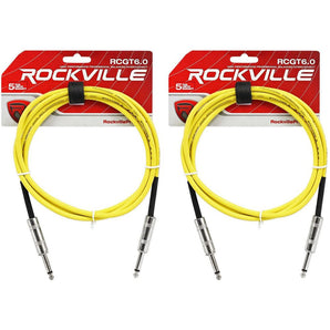 2 Rockville RCGT6.0Y 6'  1/4" TS to 1/4'' TS Guitar/Instrument Cable