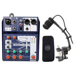 Audio Technica ATM350D Instrument Drum Microphone+5" Gooseneck+Soundcraft Mixer