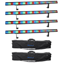 (4) COLORSTRIP 4-Ch. DMX Multi-Color DJ Light Bars+Carry Cases